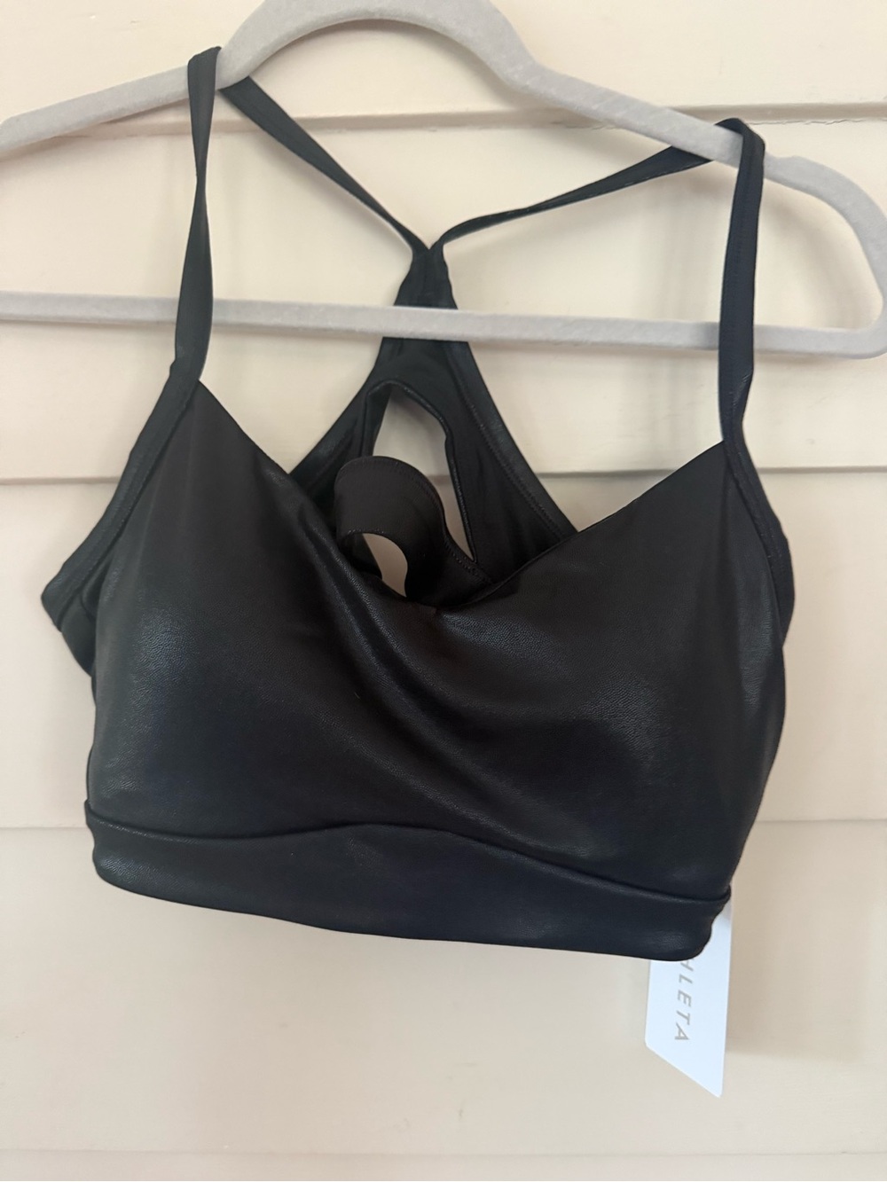 Athleta Conscious Crop Faux Leather Sports Bra | Size M | NWT
